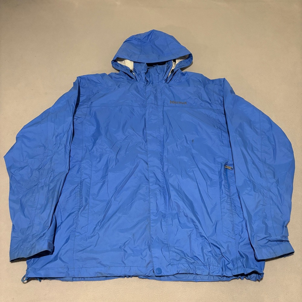 Marmot PreCip Blue Waterproof Rain Jacket Mens XXL Hooded Hiking Coat Gorpcore